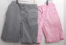 2pcs GAP Kids Boys Sz 8 Reg Pink  Gray Elastic Waistband Zip Up 4 Pocket Shorts