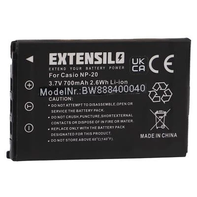 EXTENSILO Akku für Casio NP-20 700mAh 3,7V