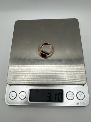 14CT ROLLED Gold Wrap Ring Size N UK / 6.5 US White Zircon 585RG Hallmarked Gift - Picture 10 of 10
