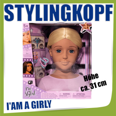 I'AM A GIRLY I'm a Stylist Stylingkopf Ella 31 cm weich leicht zu stylen NEU