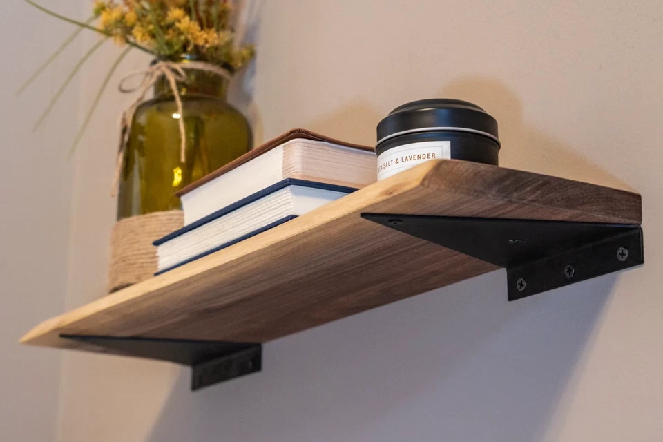 Handmade Black Walnut Live Edge Floating Shelf | Bracket & Hardware Included - Image 2 of 3