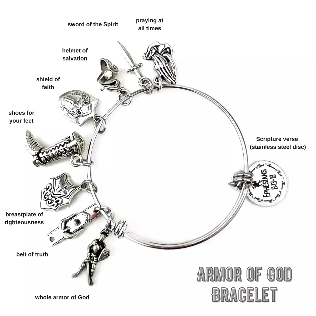 ARMOR of GOD Bangle Charm Bracelet Keychain UPICK Ephesians 6