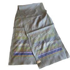 St Michael Scarf 11"x54" Polyester Rectangle Made in Italy Gray Floral FLAW