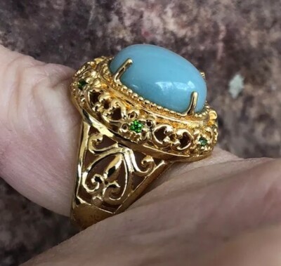 Dallas Prince 14K Gold Vermeil Amazonit Scrollwork Ring - Gr. 7