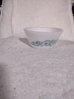 Vintage Federal Milk Glass Oven Ware Teal Flower Bowl