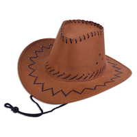 Cowboy Hut Leder NäHte Brown Kinder Wild West & Indianer KostüM
