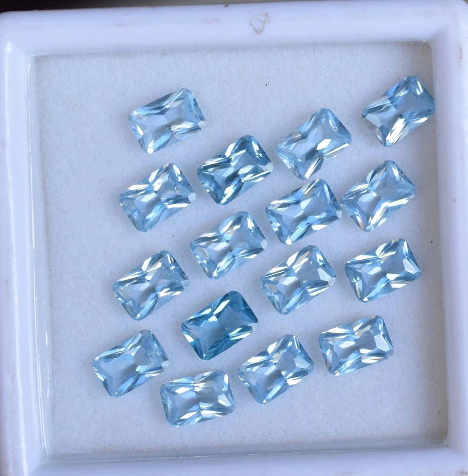 Piedras preciosas sueltas certificadas cuadradas 16 piezas aguamarina azul natural 5 x 5 mm AAA+ Foto 4 de 4