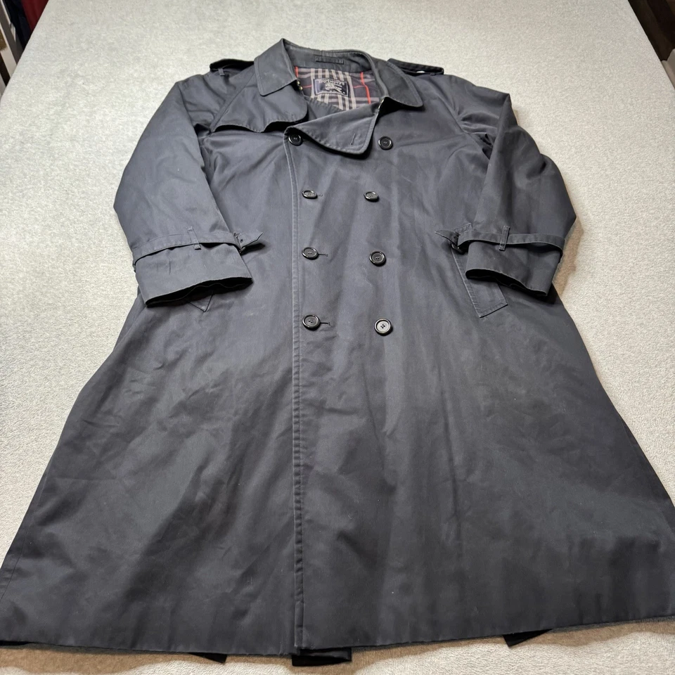 Vintage Burberry Trench Coat Mens 56 Regular Blue 90s Novacheck Made England - Image 2 of 4