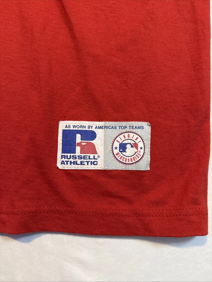 Vntg 90s Stl. Cardinals Vneck Russell Athletic Short Sleeve Tshirt #6 Pete L Kid - Image 2 of 4