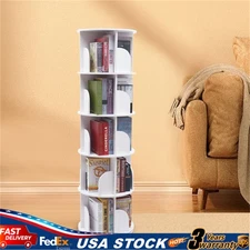 5 Tier Bookcase Bookshelf Storage 360° Rotating Shelf Organizer for Living Room