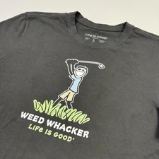 Life Is Good Shirt Mens Large Gray Weed Whacker Golf Graphic Tee Funny Slogan