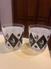 Set Of Two Jeanette Harlequin Astrology Zodiac Lowball Rocks Glasses Barware