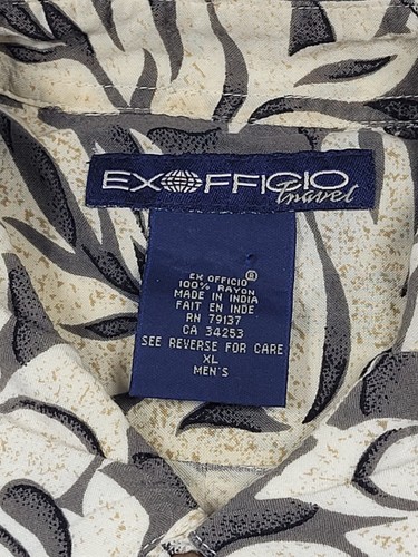 Exofficio Hawaiian Shirt Men's L Brown Summer Vacation Travel Fisherman Preppy - Picture 2 of 11