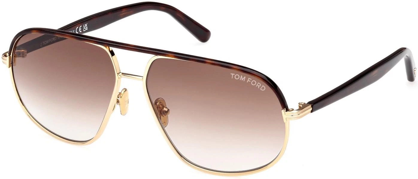 Tom Ford — NEW Tom Ford FT 1019 Sunglasses 30F Shiny Pale Gold - Dark Havana 100% AUTHENTIC