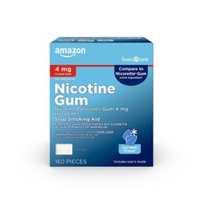 Amazon Basic Care Coated Nicotine Polacrilex Gum 4 mg, Ice Mint Flavor, Stop ...