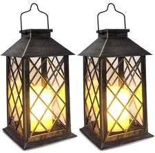 SHYMERY ZR-201 Solar Lantern Outdoor Garden Hanging Lanterns 2 Pack 14 Inch