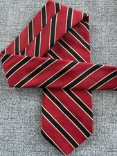 Vintage Brooks Brothers Makers Wool Silk Tie REPP Red Black Striped