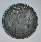 1901 Silver Barber Quarter Dollar Coin--Dark--No Reserve