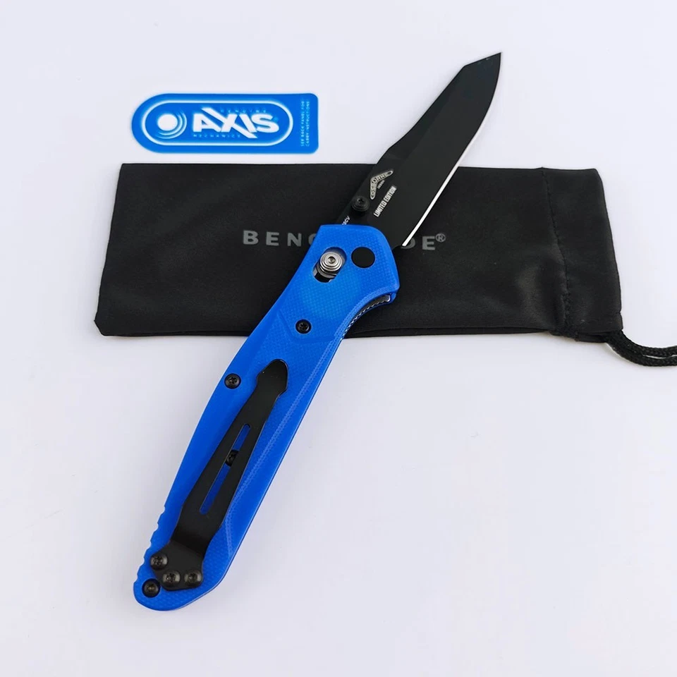 Cuchillo Plegable Benchmade Osborne 940BK-2002 Mango Azul Hoja Negra Bloqueo de Eje NUEVO Foto 2 de 4
