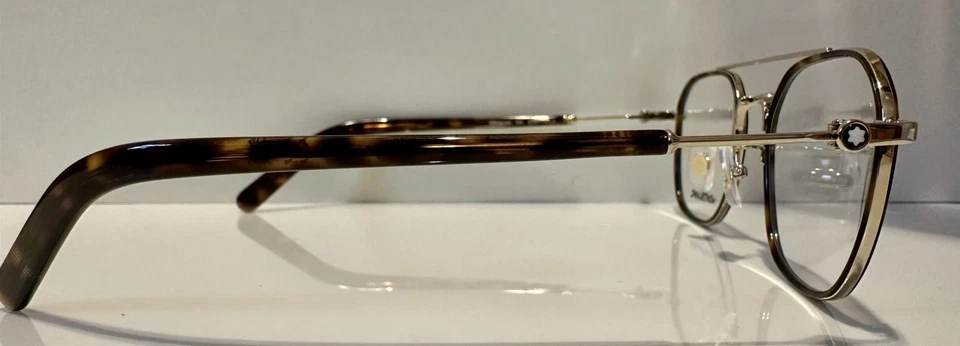 万宝龙男式眼镜玳瑁金属边飞行员 MB0391OA 51-21-145 — 第 3/4 张图片