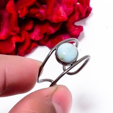 Larimar Black Rhodium Plated 925 Sterling Silver Ring s.8 Sk5, Christmas Gift