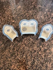 Vintage Resin Wicker Look Settee Two Chairs 