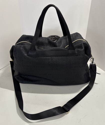 Juicy Couture Viva La Triple Black Logo Deboss Wordplay Overnighter Weekend Bag - Picture 4 of 13