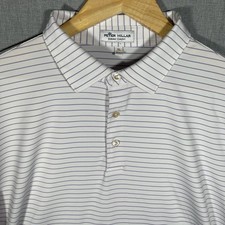 Peter Millar Summer Comfort Polo Shirt Men  s XL White Gray Striped Performance