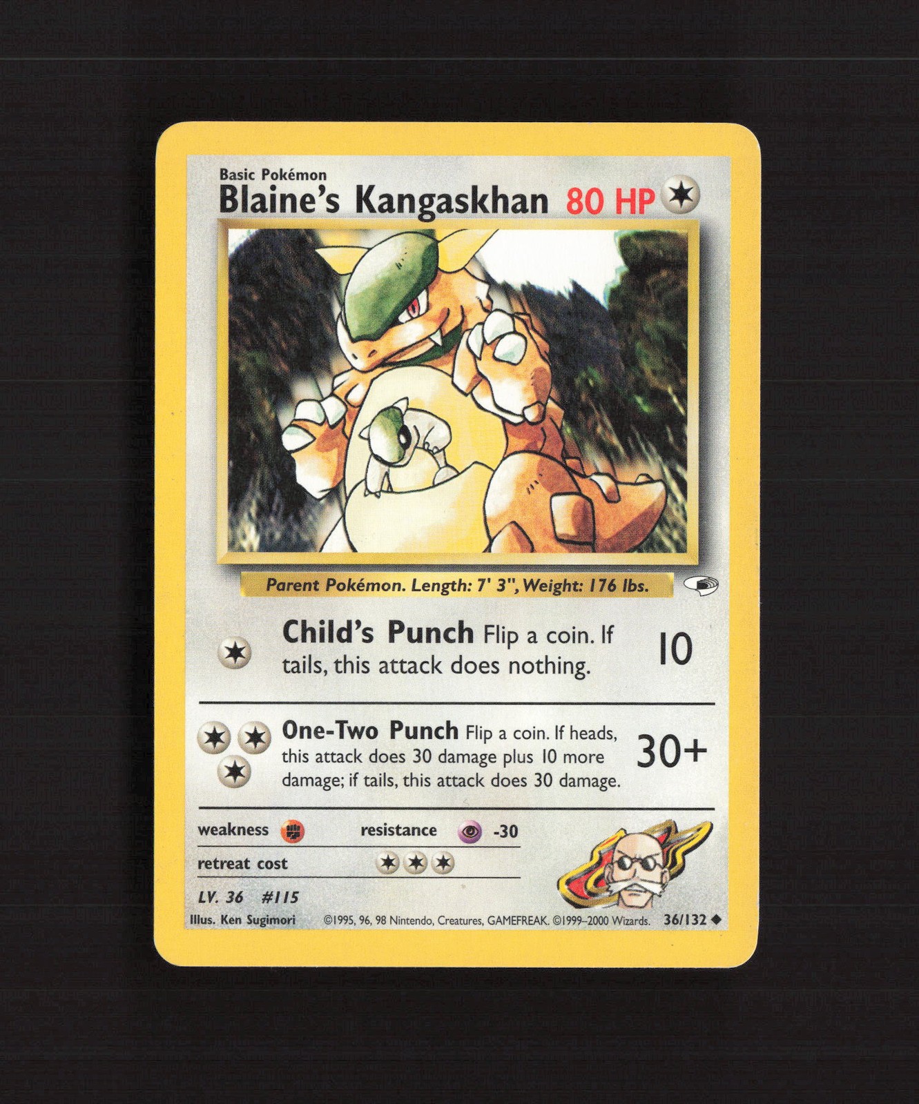 Blaine's Kangaskhan 36/132 WOTC Gym Heroes Uncommon Pokemon Card MP