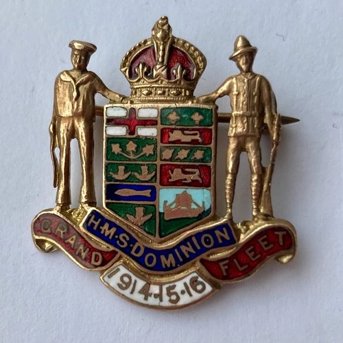 WW1 Naval RN HMS Dominion Grand Fleet 1914/15/16 Enamel Sweetheart Badge 30mm