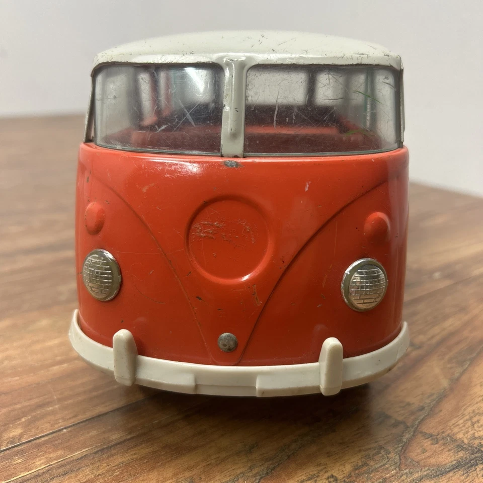 1960s BUDDY L VW BUS Van WHITE AND Coral ORANGE Pressed Steel Plastic *Read* - Image 2 of 4