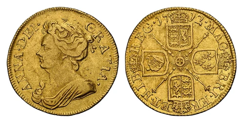 GREAT BRITAIN Anne 1712 AV Guinea. NGC VF35 S-3574; Friedberg 320.