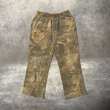 Vintage Kids Baggy Camo Sweatpants Medium M Woodland Fleece Hunting Pants Brown