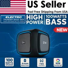 100W Bluetooth Party Speaker, Mic, RGB, TWS, AUX/USB/TF, 15000mAh, 8H Bass