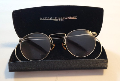 Vintage Wire Rim Eyeglasses SHURON 1/10 12K Gold w/ Marshall Field & Co Case