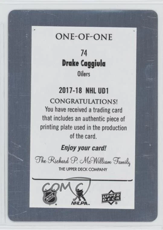 2017-18 Upper Deck Printing Plate Cyan 1/1 Drake Caggiula #74 a3q - Image 2 of 3