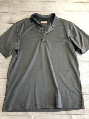 Grand Slam Polo Shirt Mens Medium Gray Stripe Golf Lightweight Knit Casual Top