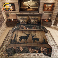 Camo Deer Hunting Comforter Sets Queen 7 Piece Bed in a Bag Boys Teens