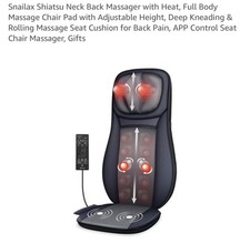 Snailax Shiatsu Masajeador de Espalda Cuello Calor, Ajuste de Altura de Rodadura de Espalda Completa