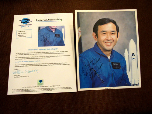 ELLISON ONIZUKA STS-51-L CHALLENGER NASA ASTRONAUT SIGNED AUTO LITHO ZARELLI LOA