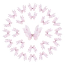 25Pcs Organza Fabric Butterflies,50mm 3D Sheer Mesh Butterfly, Pale Purple