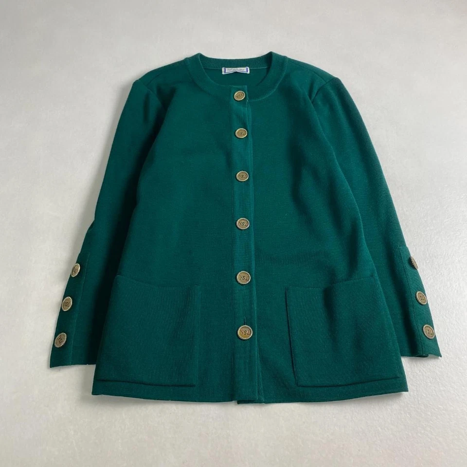 Traje de montaje W4064 Yves Saint Laurent tejido vintage 100 % lana verde M-L equivalente Foto 2 de 4