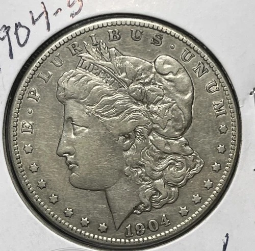 1904-S MORGAN SILVER DOLLAR,  VF/XF DETAILS
