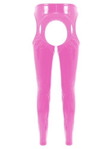 Women's Metallic Leather Stretchy Leggings Pants Crotchless Open Butt Trousers - 第 27/36 張圖片