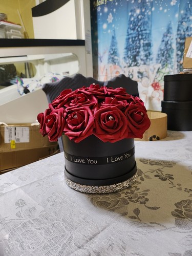 Luxury Artificial Rose Flower Round Hat Box Birthday Anniversary Present gift - Picture 2 of 11