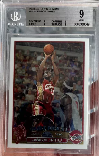 Iconic 2003 Topps Chrome LeBron James Rookie #111 MINT 9 BGS Lakers Crossover