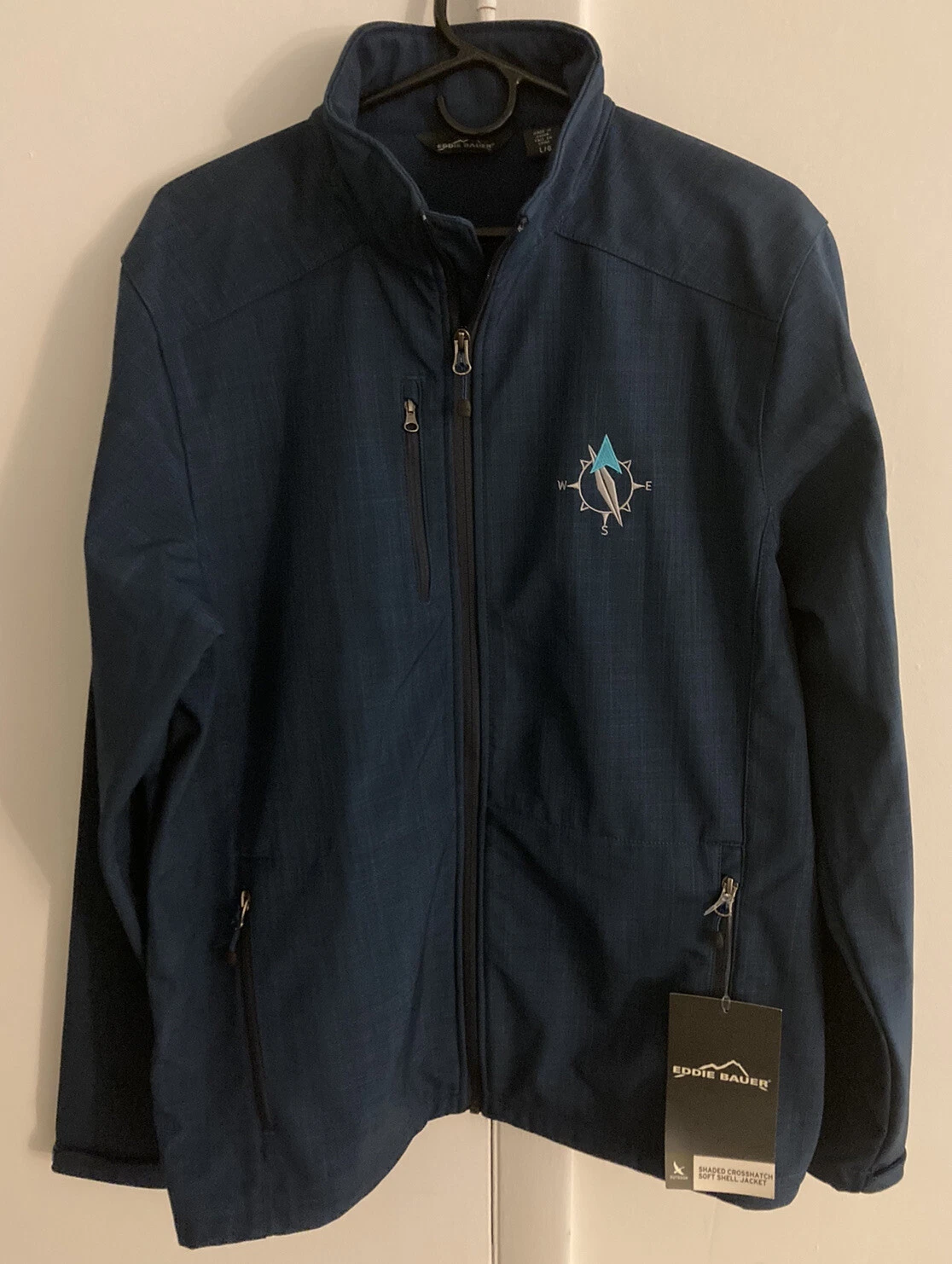 Eddie Bauer NWT Men's Softshell Jacket Full Zip Size Large Blue