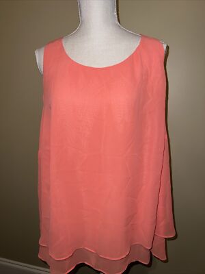 NWT Bisou Bisou Women Orange Sleeveless Blouse Size 1X