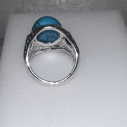 Turquoise Stone Metal Ring, Fashion Jewelry Size 6.25 US ✅(170) - Picture 4 of 8