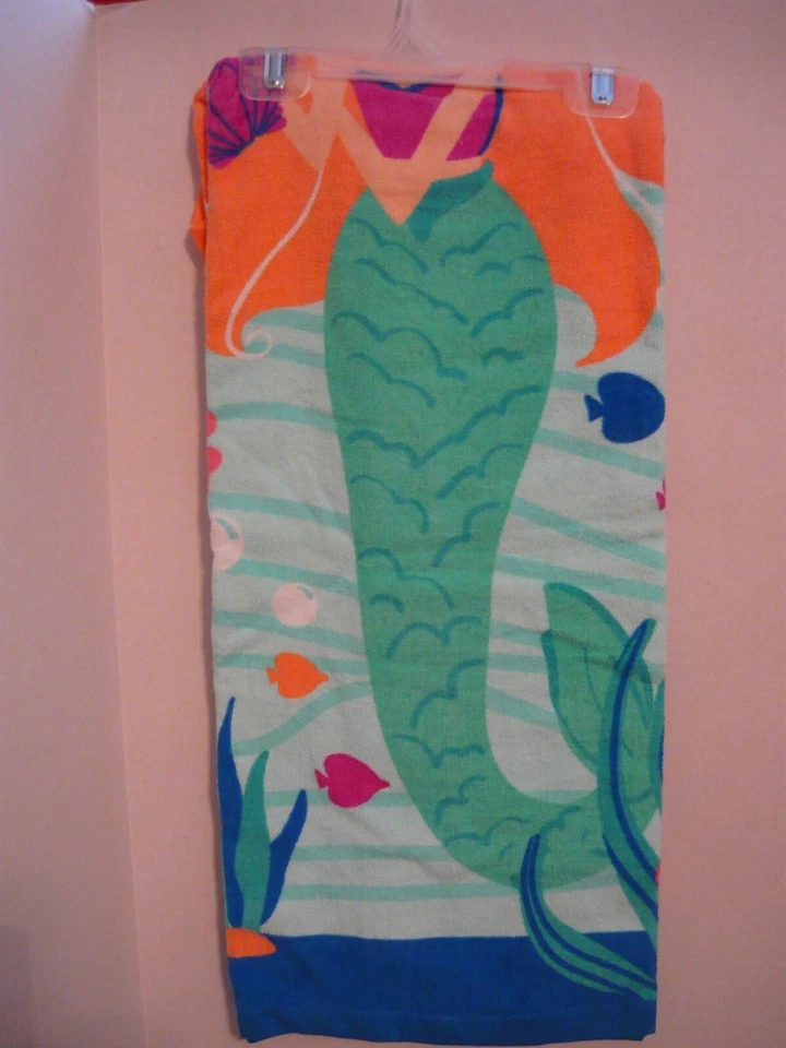 Toalla de baño sirena con capucha para niños 100 % algodón 23" X 51" Foto 2 de 4
